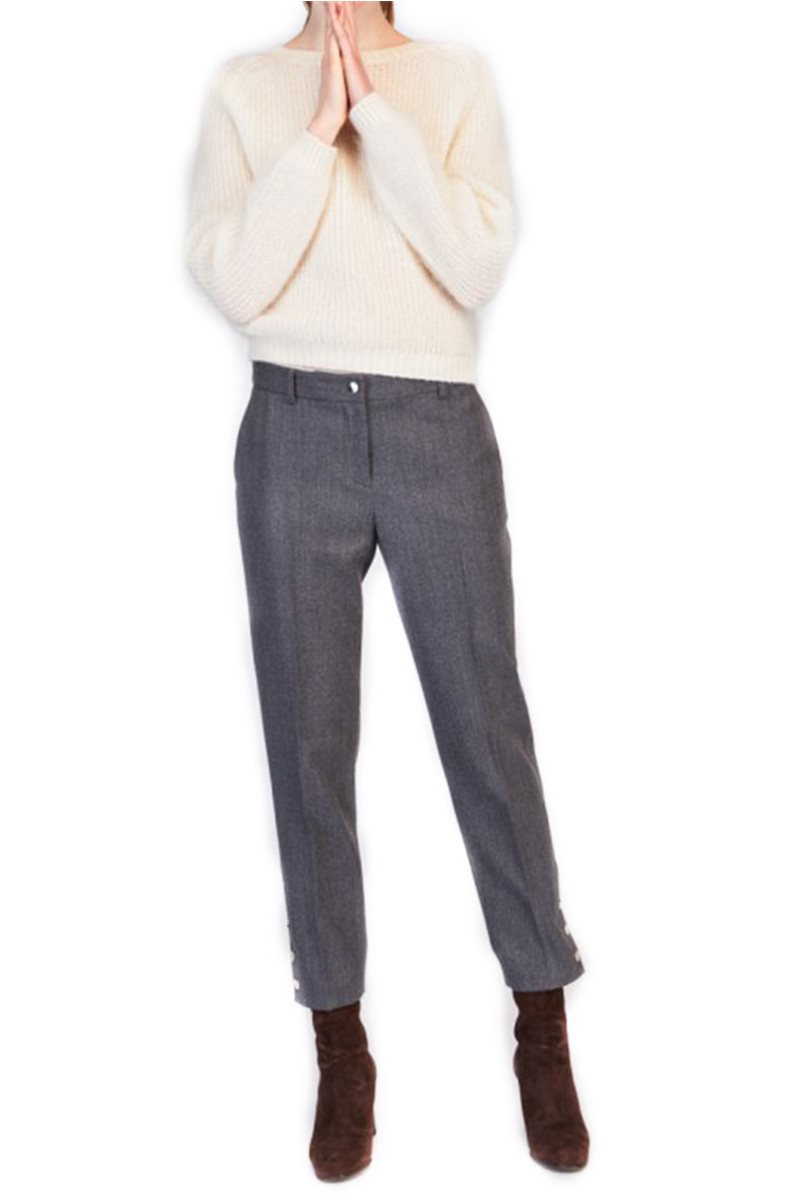 grey wool cropped trousers