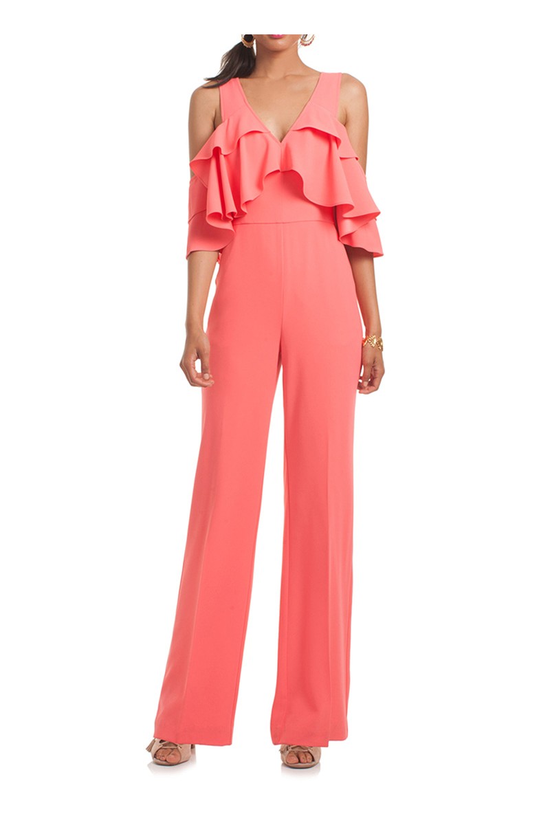 coral jump suit